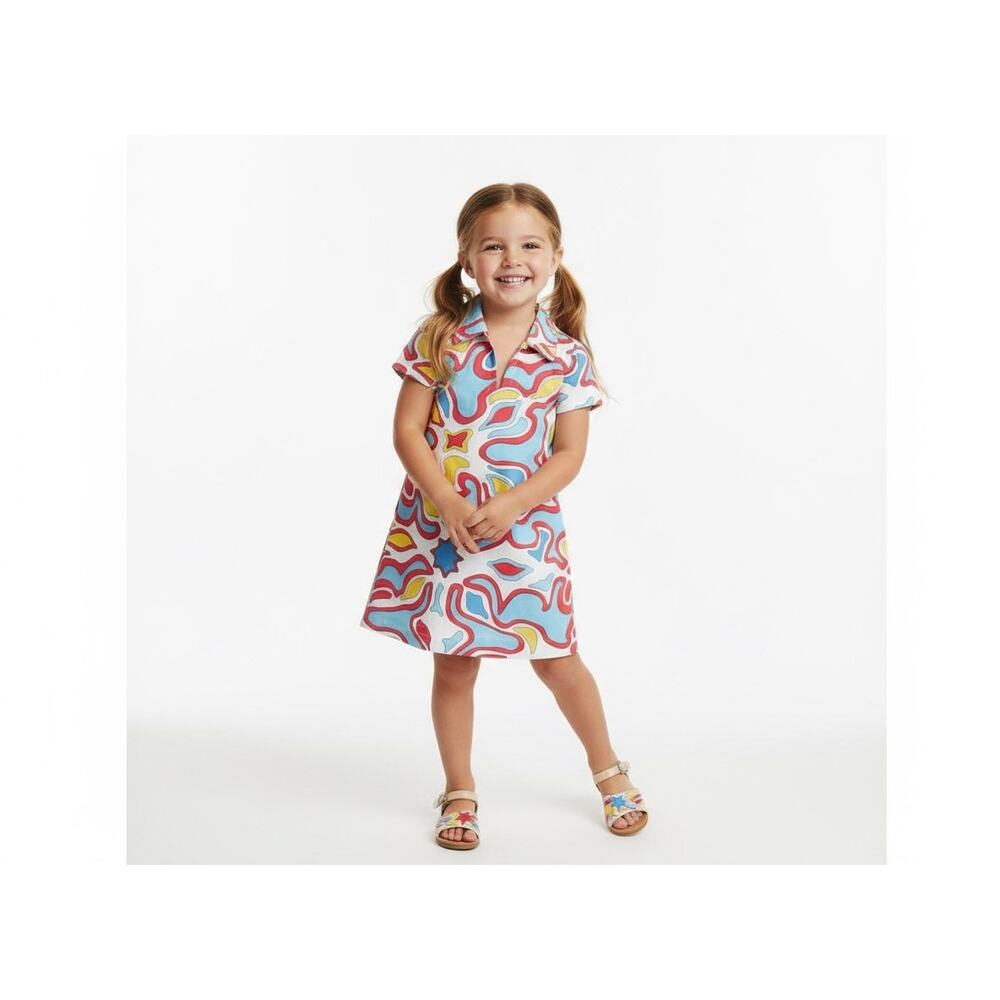 J. McLaughlin Girls Dress Size 3/4 Picasso Print Cotton Shift Short Sleeve NWT